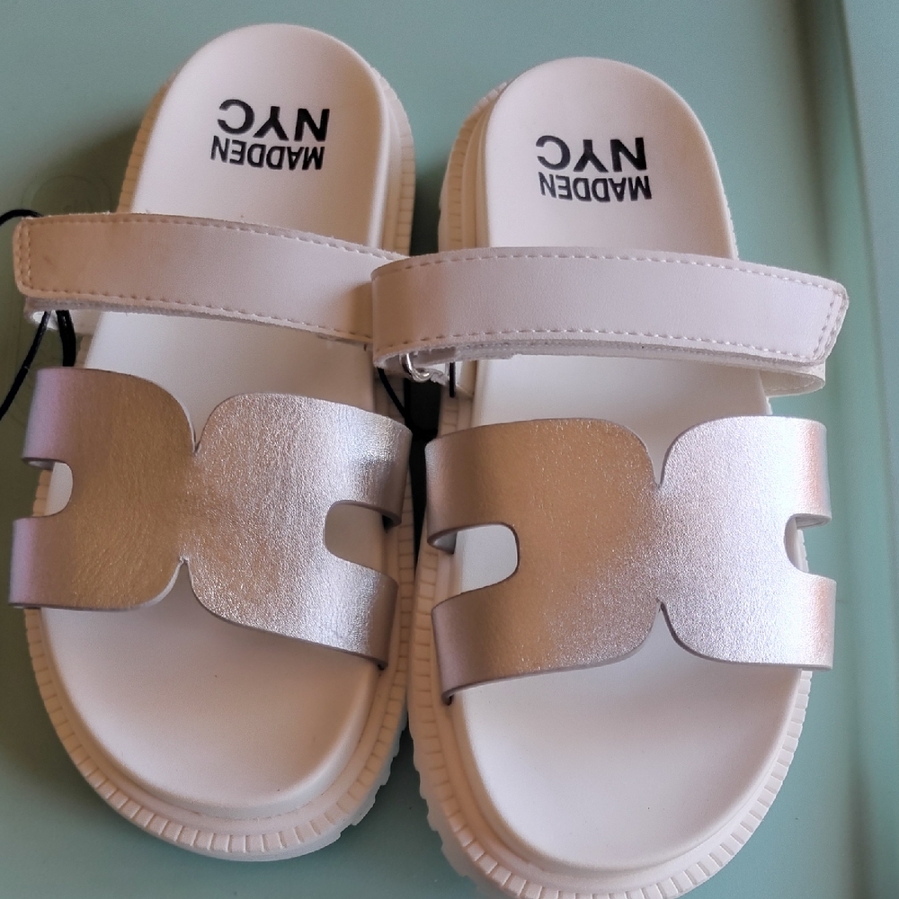 Madden NYC Kids' White and Silver Sandals